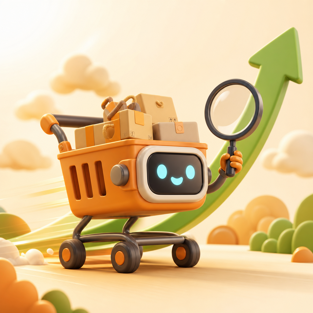Image2 生成的 AI 选品购物车助手插画